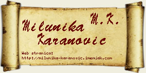 Milunika Karanović vizit kartica